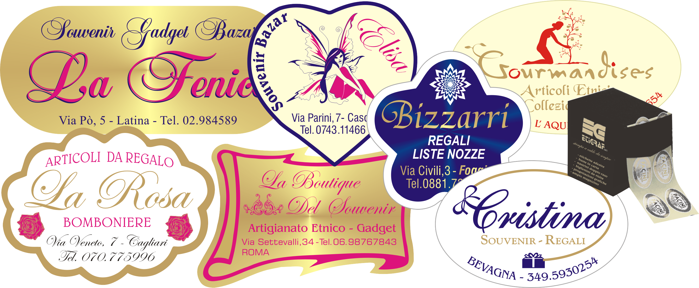 Etichette adesive per Articoli da Regalo e Casalinghi