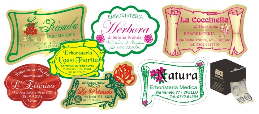 Etichette adesisive per Erboristeria e Cosmetica