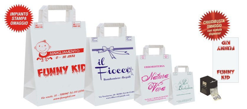 Shopper carta Maniglia piatta Bianca