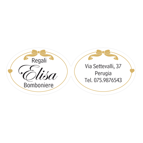 Etichette adesive personalizzate per bomboniere e confetterie mm 49X18 (cod.9H)