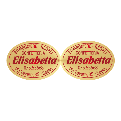 Etichette adesive personalizzate per bomboniere e confetterie mm 49X18 (cod.10H)
