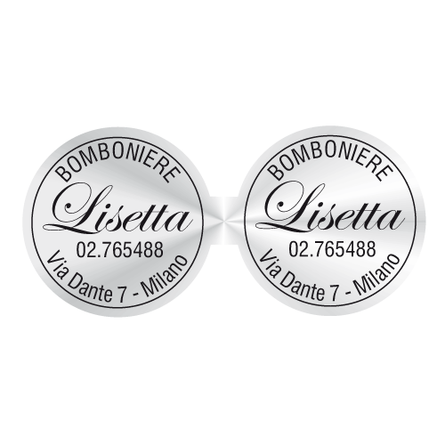 Etichette adesive personalizzate per bomboniere e confetterie mm 42X18 (cod.13H)