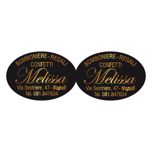 Etichette adesive personalizzate per bomboniere e confetterie mm 38X13 (cod.14H)