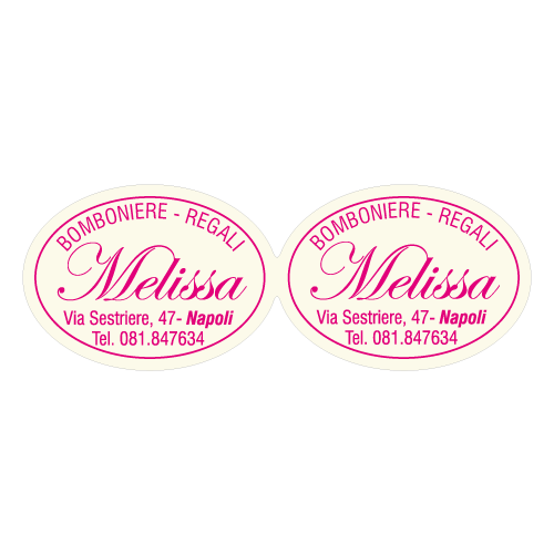 Etichette adesive personalizzate per bomboniere e confetterie mm 44X16 (cod.15H)