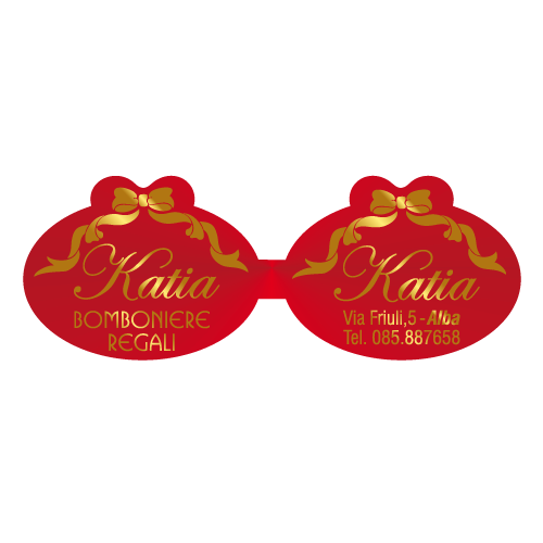 Etichette adesive personalizzate per bomboniere e confetterie mm 42X15 (cod.17H)