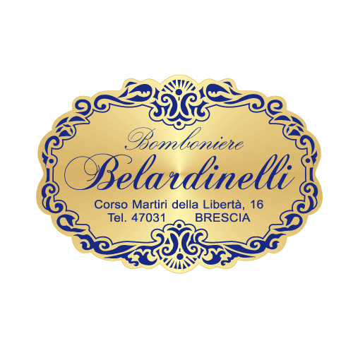 Etichette adesive personalizzate per bomboniere e confetterie mm 40X30 (cod.38H)