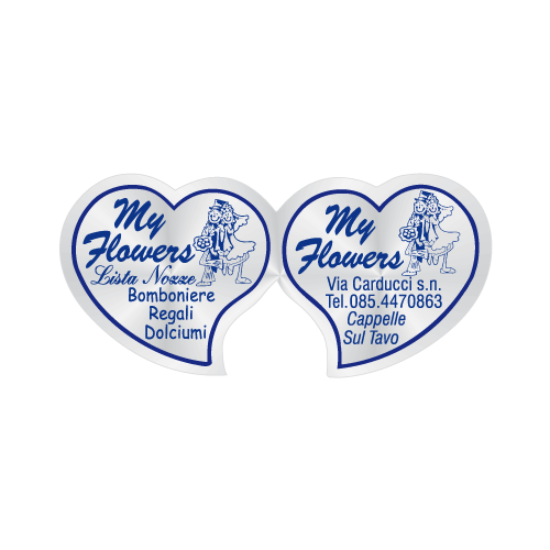 Etichette adesive personalizzate per bomboniere e confetterie mm 46X20 (cod.41H)