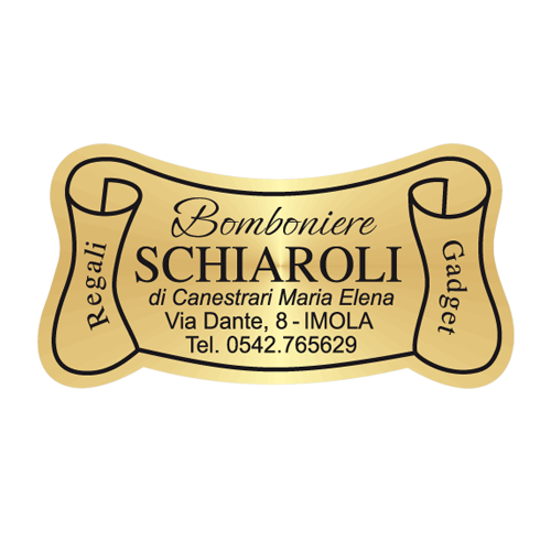 Etichette adesive personalizzate per bomboniere e confetterie mm 38X20 (cod.43H)