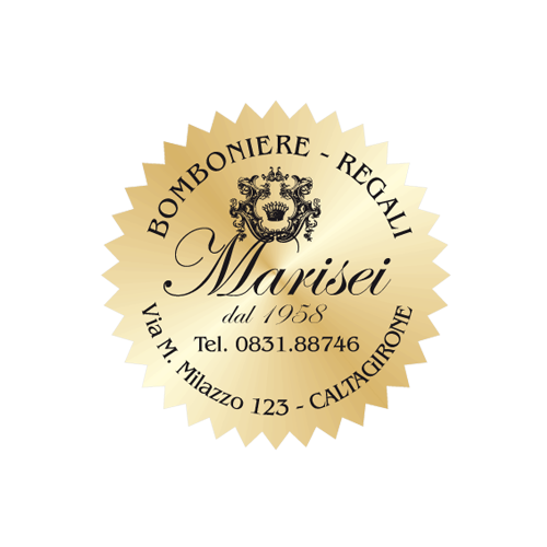 Etichette adesive personalizzate per bomboniere e confetterie mm 35X35 (cod.45H)