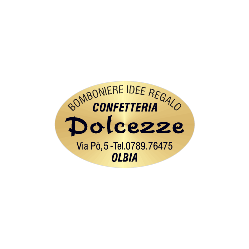 Etichette adesive personalizzate per bomboniere e confetterie mm 29X18 (cod.47H)