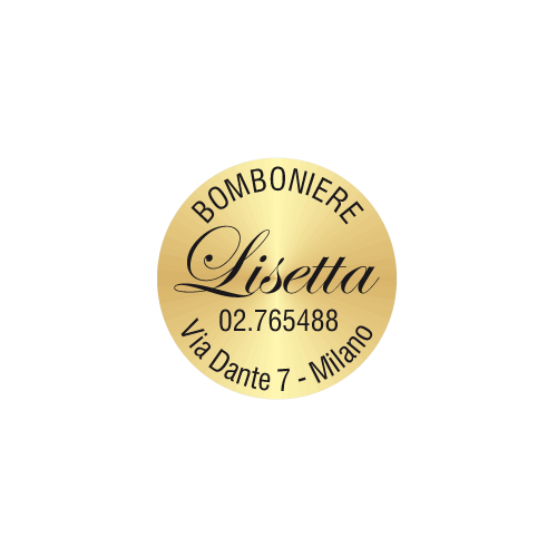 Etichette adesive personalizzate per bomboniere e confetterie mm 20X20 (cod.59H)