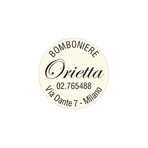 Etichette adesive personalizzate per bomboniere e confetterie mm 25X25 (cod.61H)