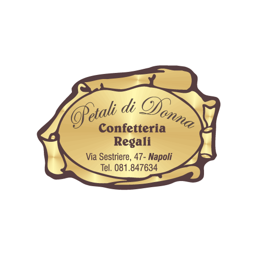 Etichette adesive personalizzate per bomboniere e confetterie mm 44X30 (cod.66H)