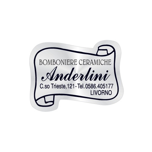 Etichette adesive personalizzate per bomboniere e confetterie mm 34X26 (cod.67H)