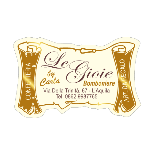 Etichette adesive personalizzate per bomboniere e confetterie mm 55X37 (cod.68H)