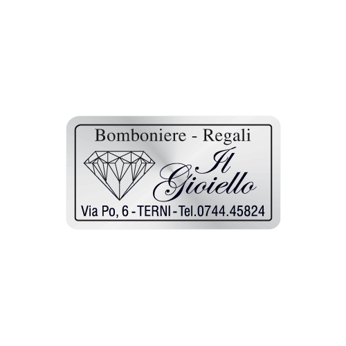 Etichette adesive personalizzate per bomboniere e confetterie mm 30X16 (cod.71H)