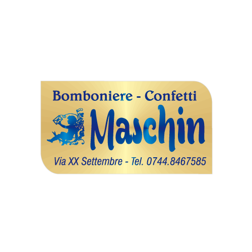 Etichette adesive personalizzate per bomboniere e confetterie mm 37X20 (cod.77H)