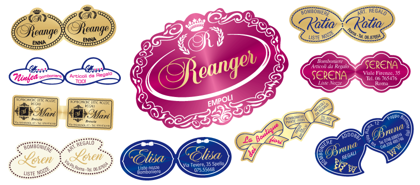 Etichette adesive per Bomboniere, Confetterie e Articoli regalo